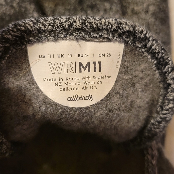 Allbirds Charcoal Wool Footwear For Men Size 11 - Picture 4 of 4